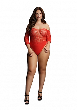 Crotchless Rhinestone Teddy - Red - OSX