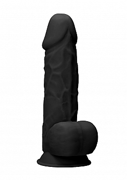 Silicone Dildo With Balls - Black - 21,6 cm